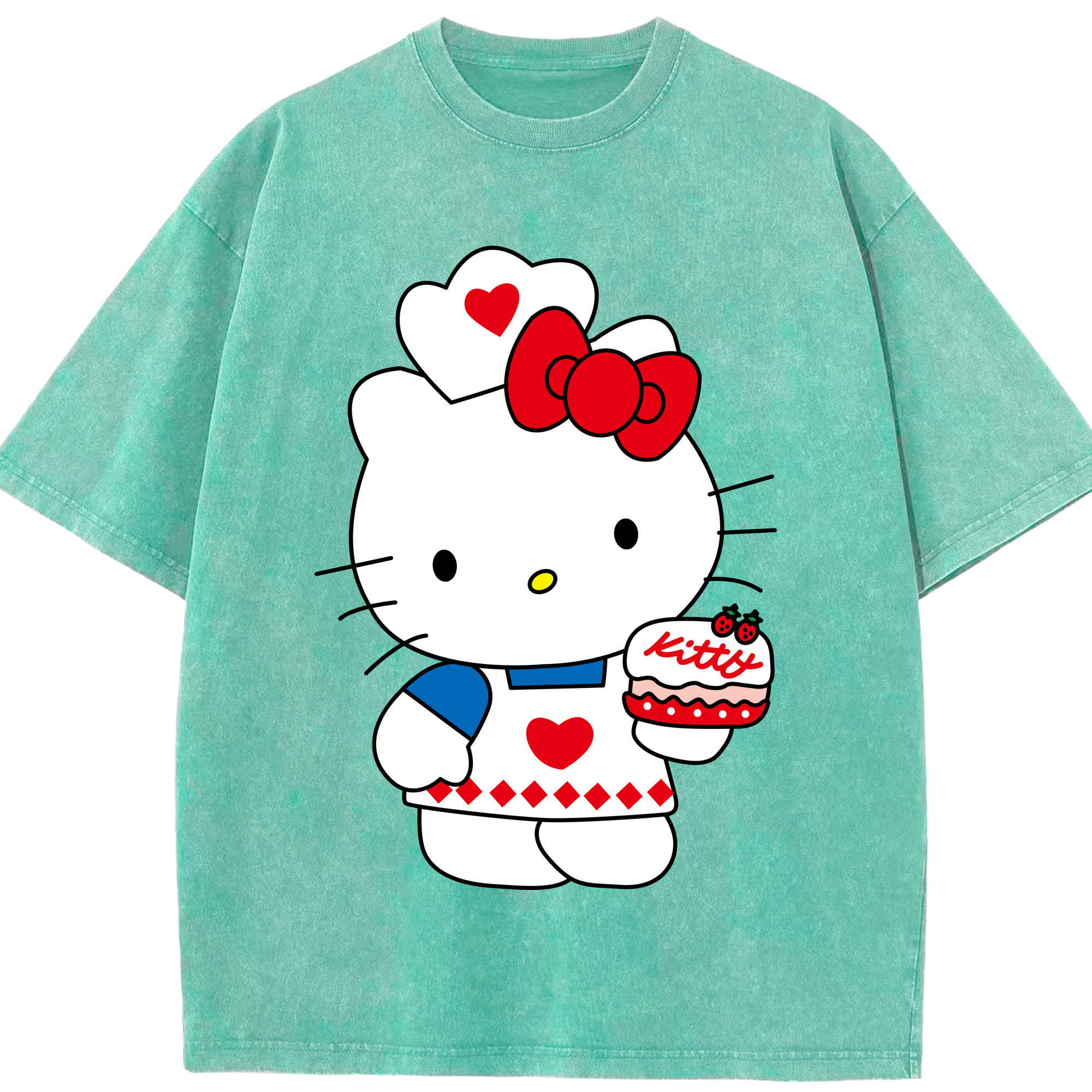（画像用） Hello Kitty ハローキティ 綿100% ヴィンテージ風 半袖Tシャツ（フロントプリント）